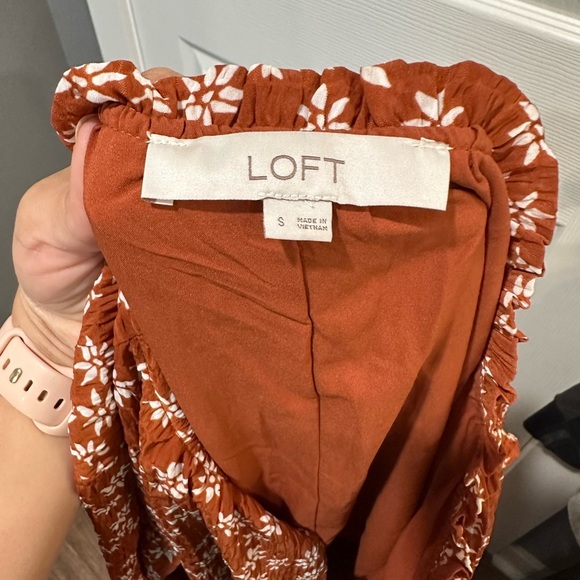 LOFT Orange Floral Sheath Dress, Size S - Picture 5 of 7